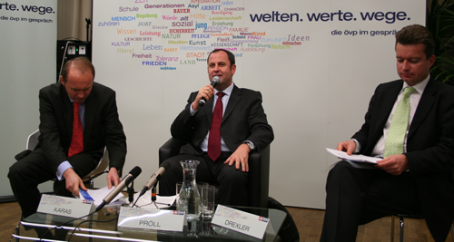 v.l.n.r.: Othmar Karas, Josef Pröll, Christopher Drexler