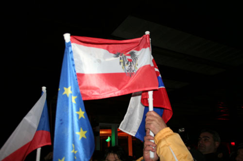 Flags of Czech Rebublic, European Union, Austria and Slovakia