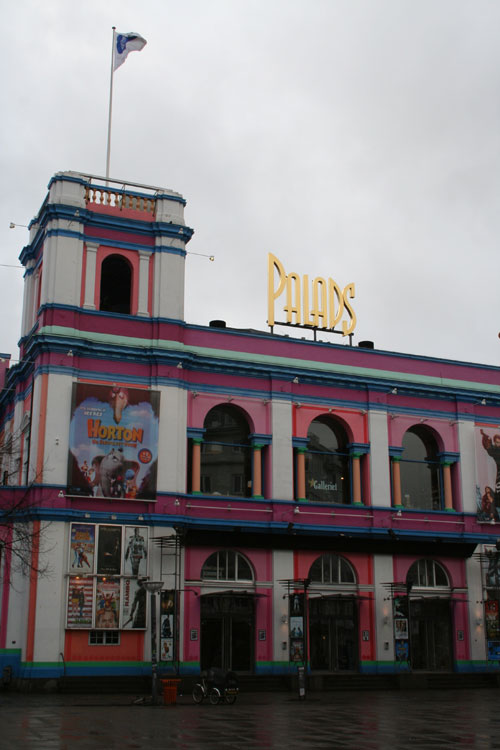 A colorful cinema. (I've been there for watching 10.000 BC in english with danish subtitles)