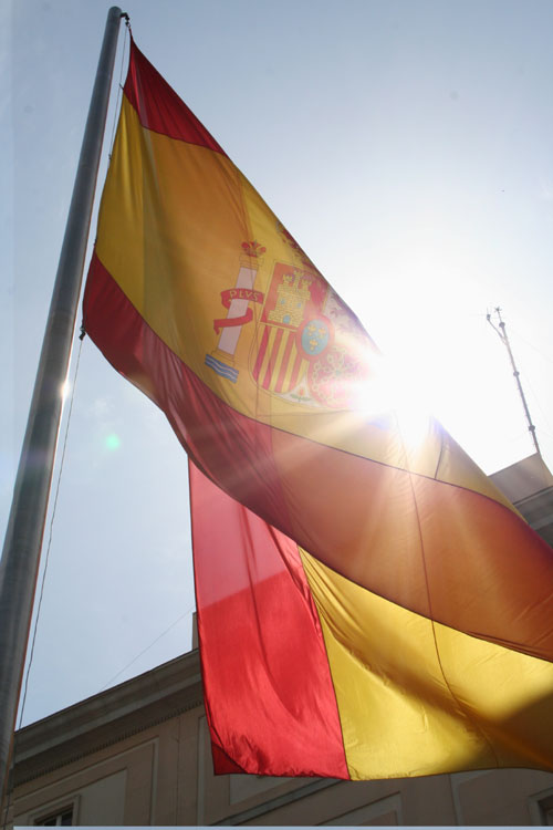 Spanish flag in the sun