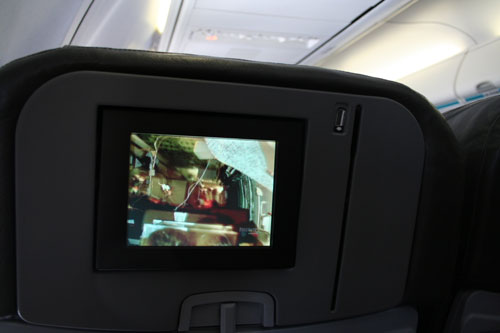 Watching an airplane-crash documentation on an airplane