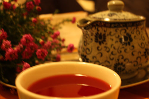 Tee trinken im Teehaus