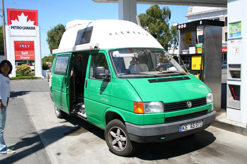 The green RV with "KS" on it's license plate