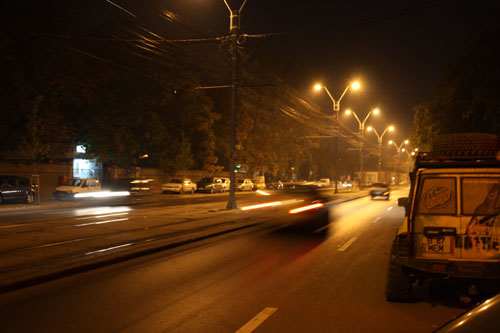 Cars rushing by