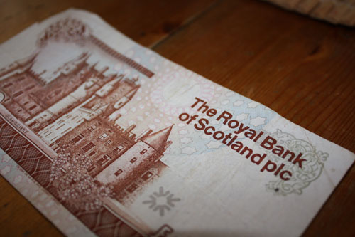 Scotish money - actually the same as the British pound ;-)