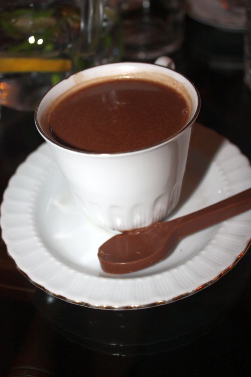 Hot chocolate with a chocolate spoon :-)