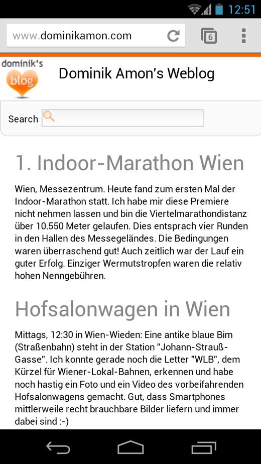 Das Weblog auf einem aktuellen Smartphone Das Weblog auf einem aktuellen Smartphone